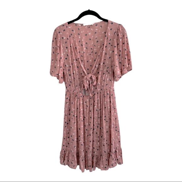 Lush Flutter Sleeve Midi Flounce Dress in Blush Print M - Picture 5 of 11